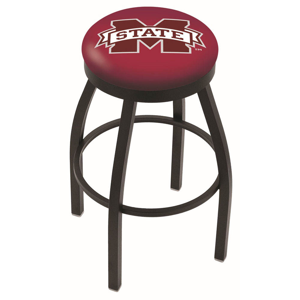25 Inch Black Mississippi State Swivel Bar Stool W/ Accent Ring
