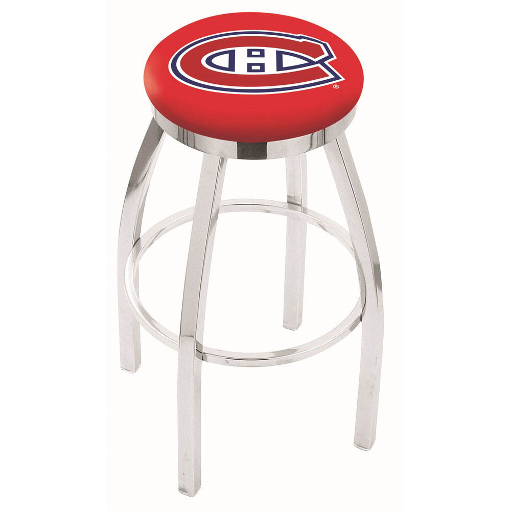 25 Inch Chrome Montreal Canadiens Swivel Bar Stool W/ Accent Ring