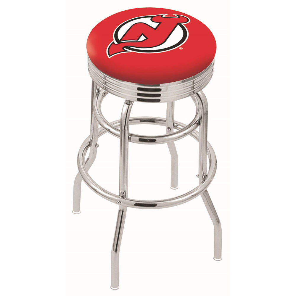 L7c3 - 30 Inch Chrome 2-ring New Jersey Devils Swivel Counter Stool