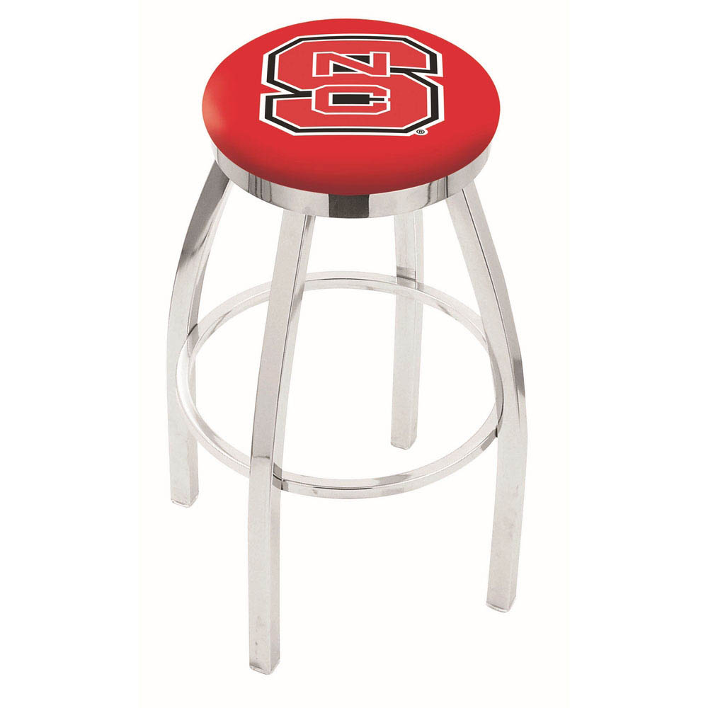 30 Inch Chrome North Carolina State Swivel Counter Stool W/ Accent Ring