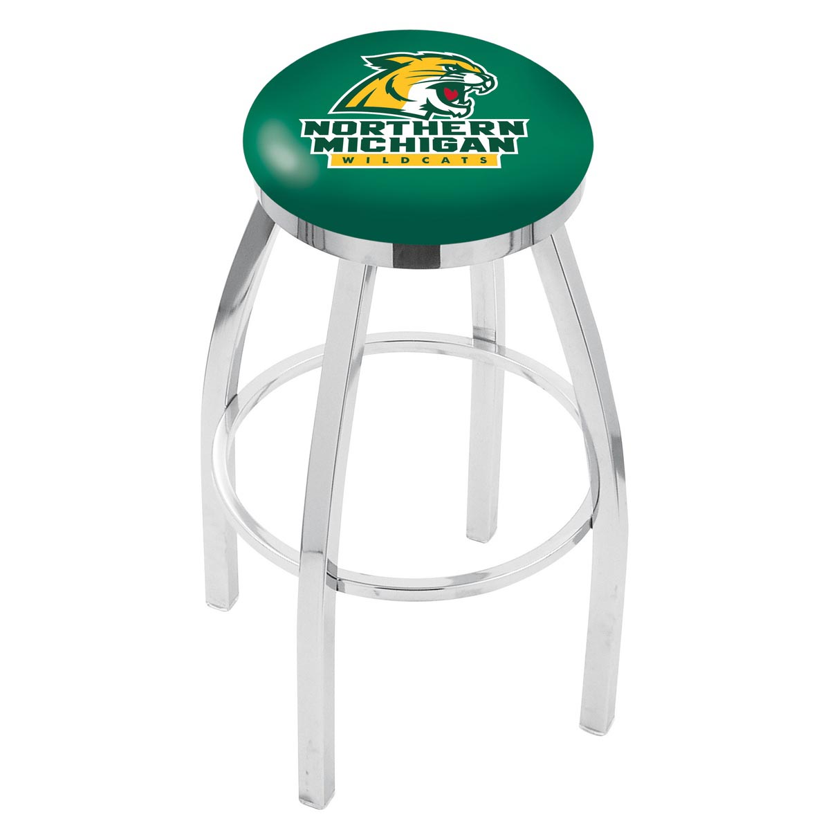 30 Inch Chrome Northern Michigan Swivel Counter Stool W/ Accent Ring