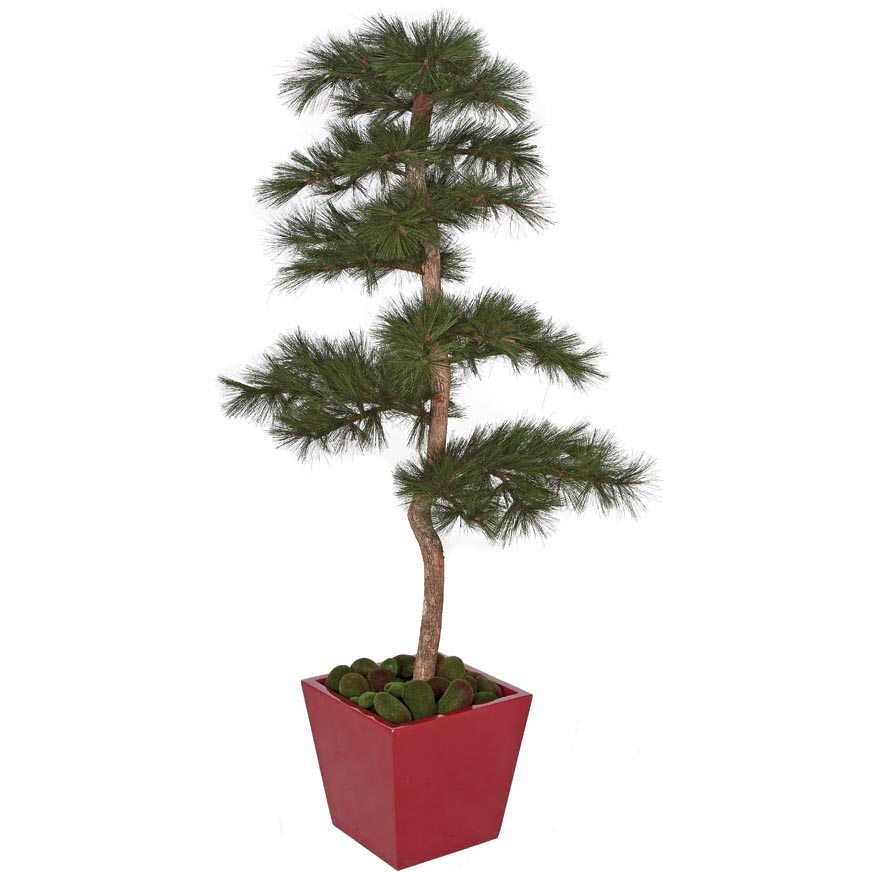 7 Foot Fire Retardant Pvc Needle Pine Tree With Natural Trunks: Potted