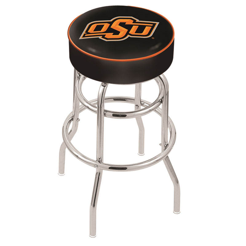 30 Inch Oklahoma State 2-ring Swivel Counter Stool W/ Chrome Base