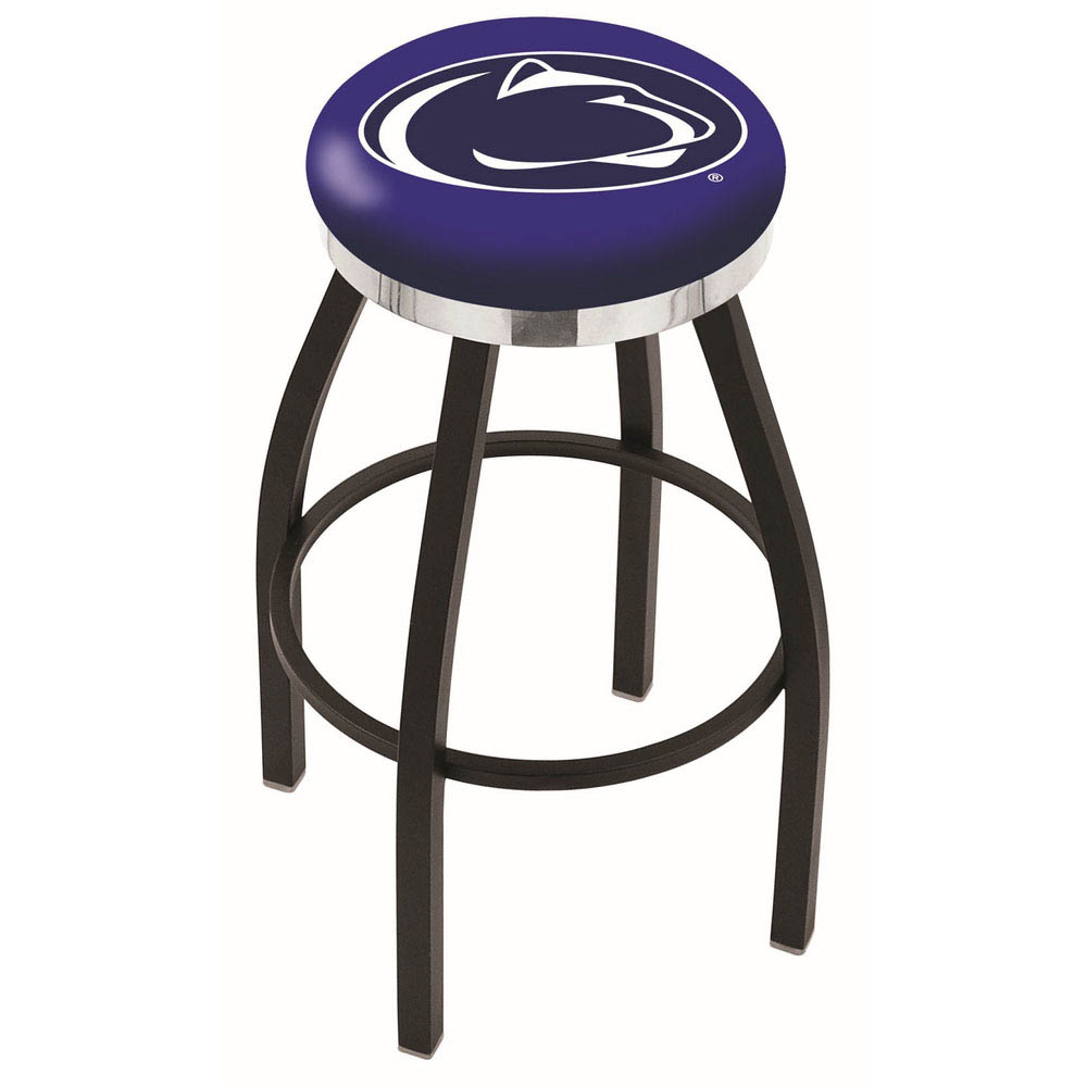 30 Inch Black Penn State Swivel Counter Stool W/ Chrome Accent Ring