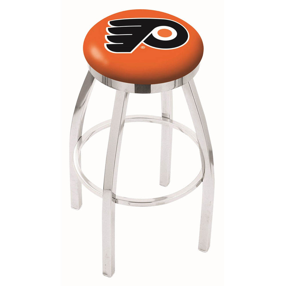 30 Inch Chrome Philadelphia Flyers (orange) Swivel Counter Stool W/ Accent Ring