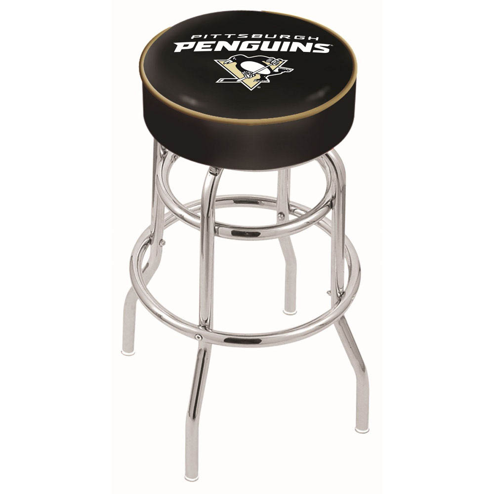 25 Inch Pittsburgh Penguins Chrome 2-ring Base Swivel Bar Stool