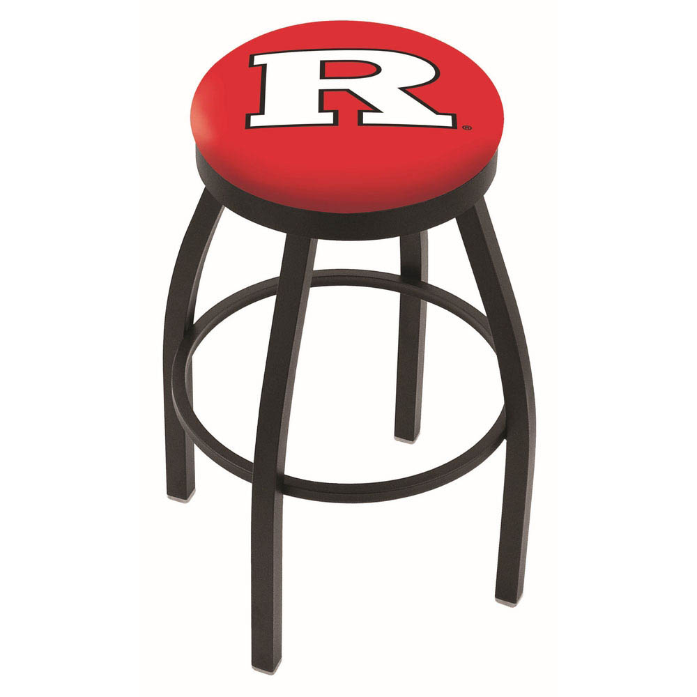 25 Inch Black Rutgers Swivel Bar Stool W/ Accent Ring