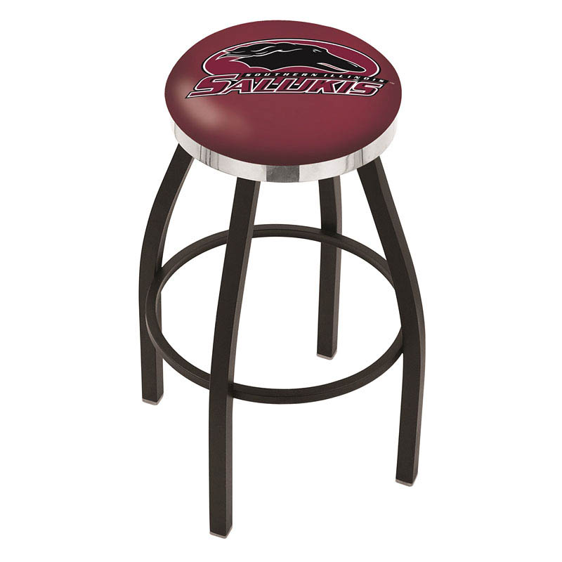 25 Inch Black Southern Illinois Swivel Bar Stool W/ Chrome Accent Ring