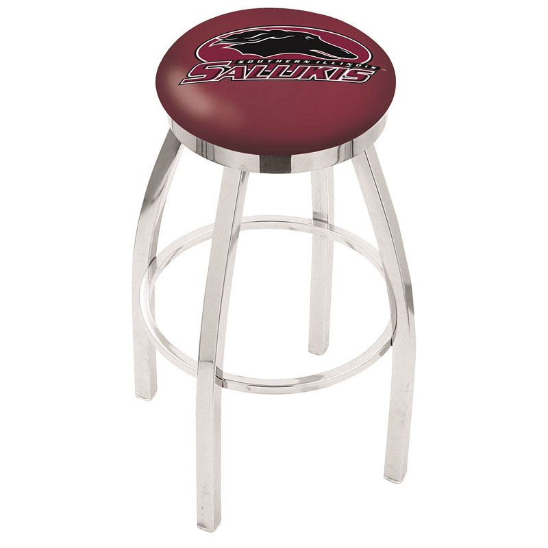 25 Inch Chrome Southern Illinois Swivel Bar Stool W/ Accent Ring