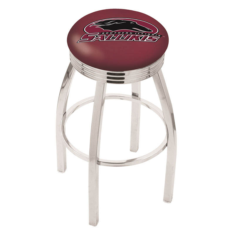 30 Inch Chrome Southern Illinois Swivel Counter Stool W/ Ribbed Accent