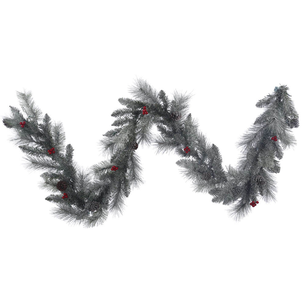 Pvc  Hard Needle Frosted Mix Berry Pine Garland