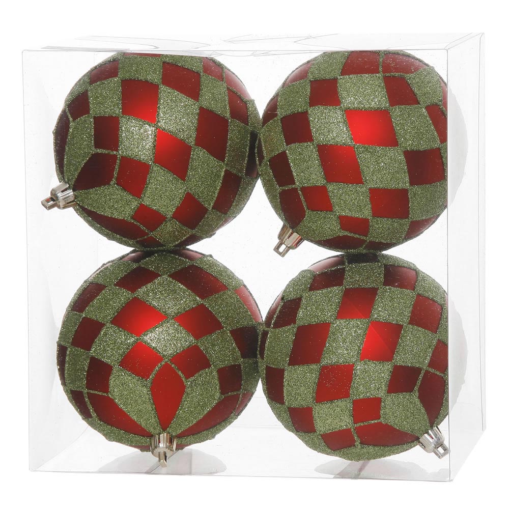3.93 Inch Uv Protected Diamond Christmas Ball Ornament (set Of 4)