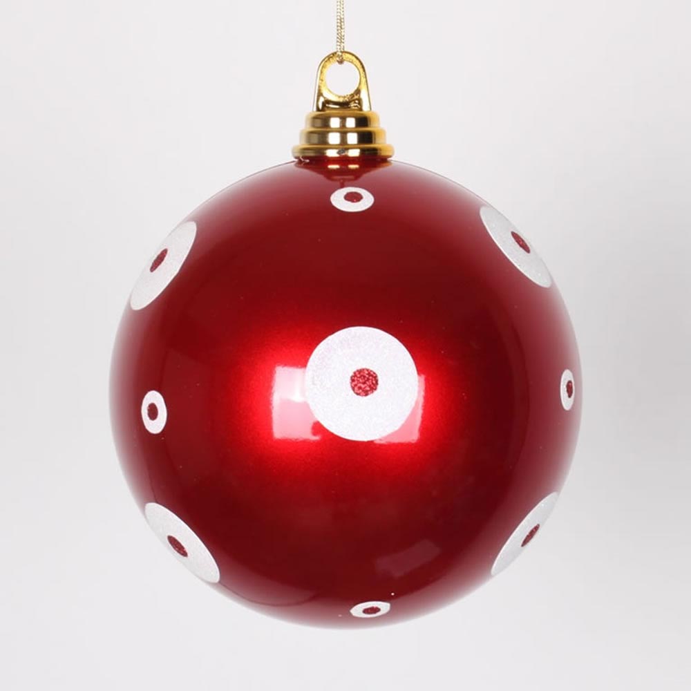 5.9 Inch Candy Apple Red Polka Dot Ball Ornament: Multiple Colors