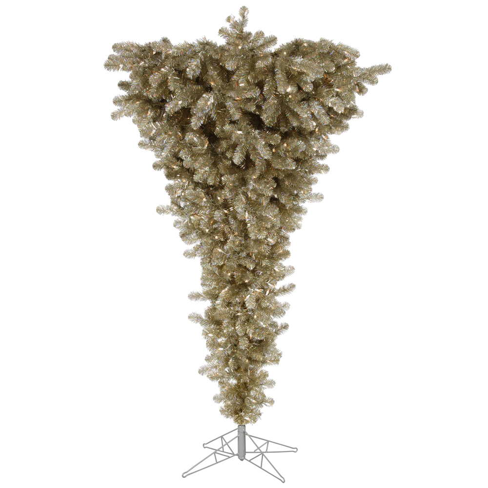 Champagne Upside Down Christmas Tree On Stand