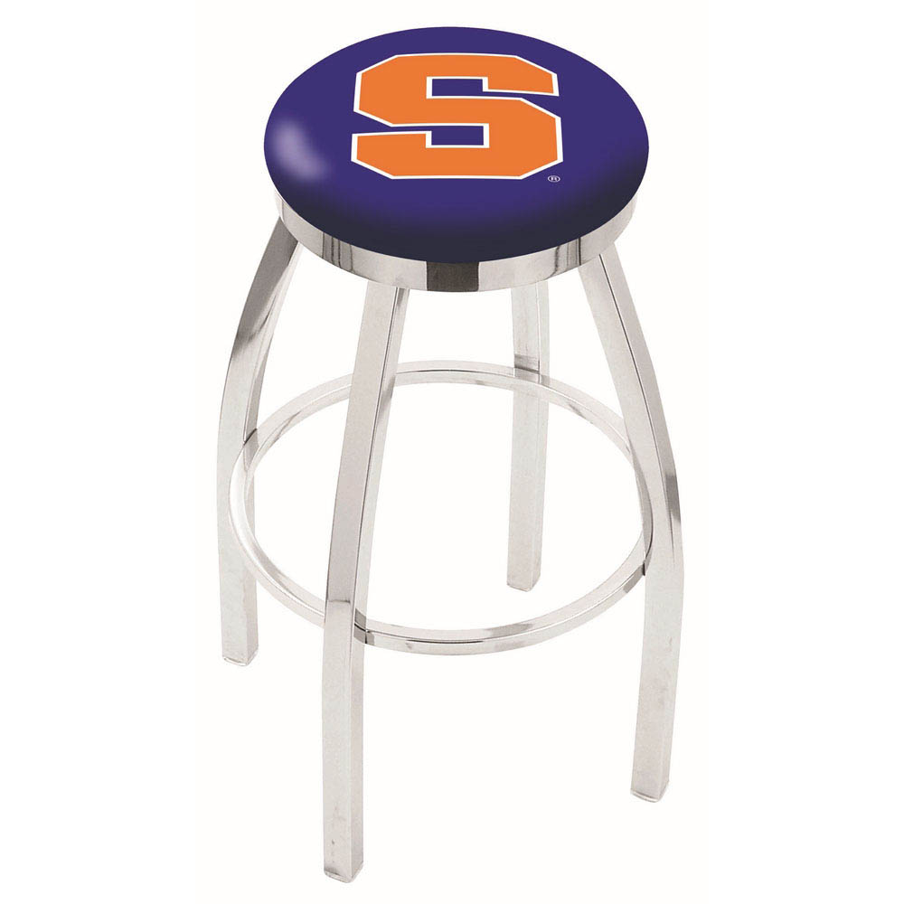 30 Inch Chrome Syracuse Swivel Counter Stool W/ Accent Ring