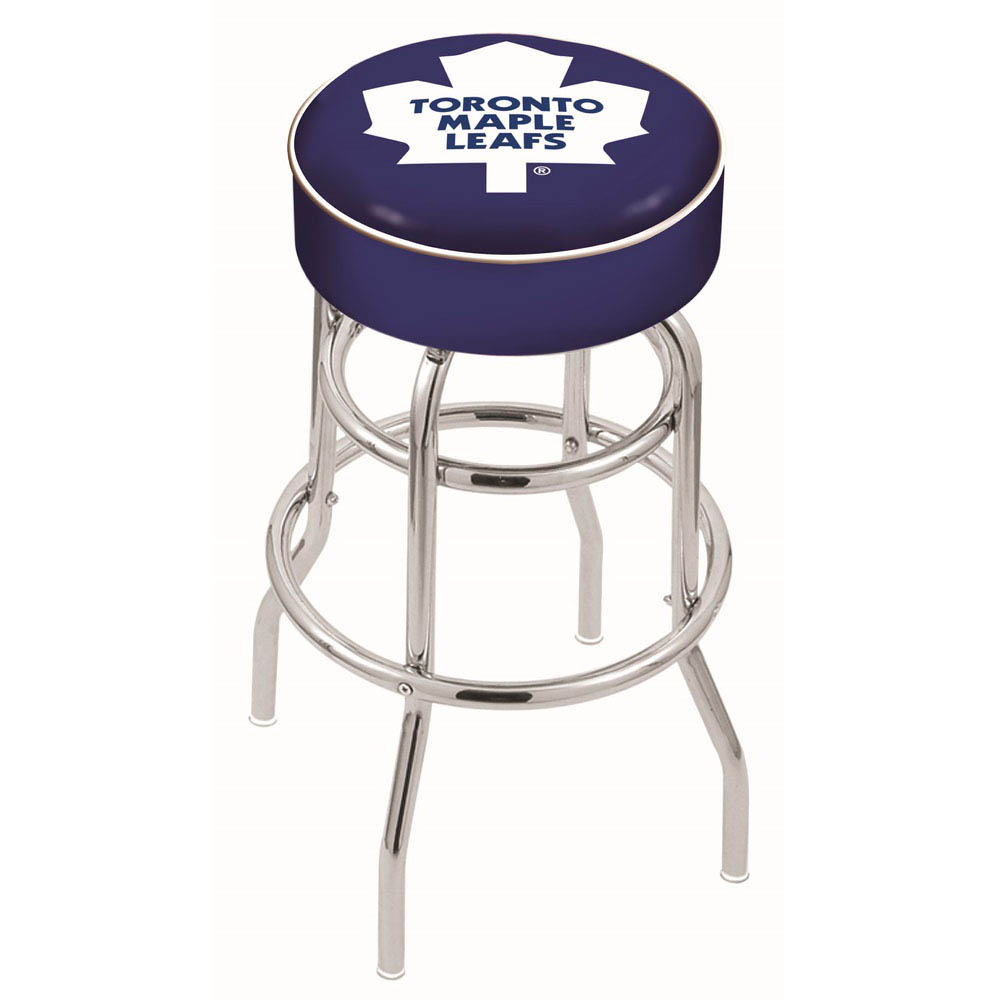 25 Inch Toronto Maple Leafs Chrome 2-ring Base Swivel Bar Stool