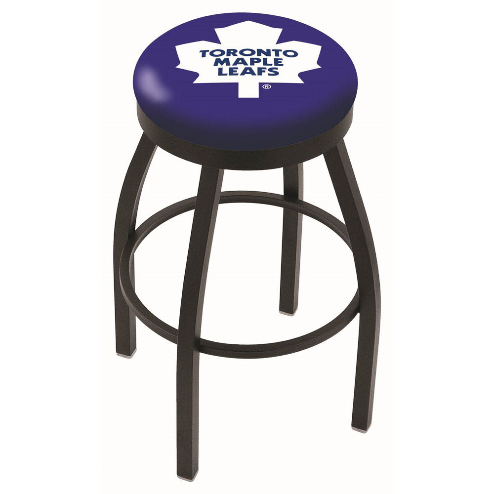 25 Inch Black Toronto Maple Leafs Swivel Bar Stool W/ Accent Ring