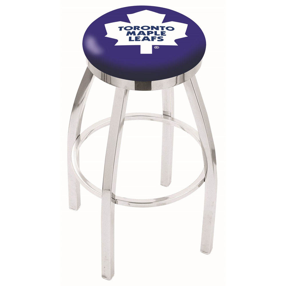 30 Inch Chrome Toronto Maple Leafs Swivel Counter Stool W/ Accent Ring