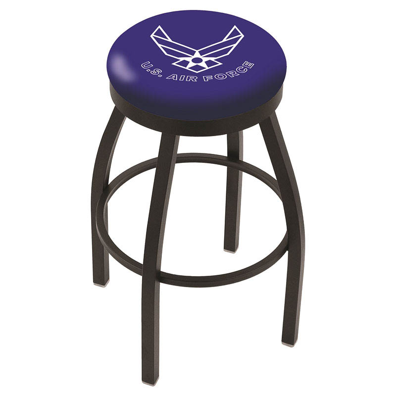 30 Inch Black U.s. Air Force Swivel Counter Stool W/ Accent Ring