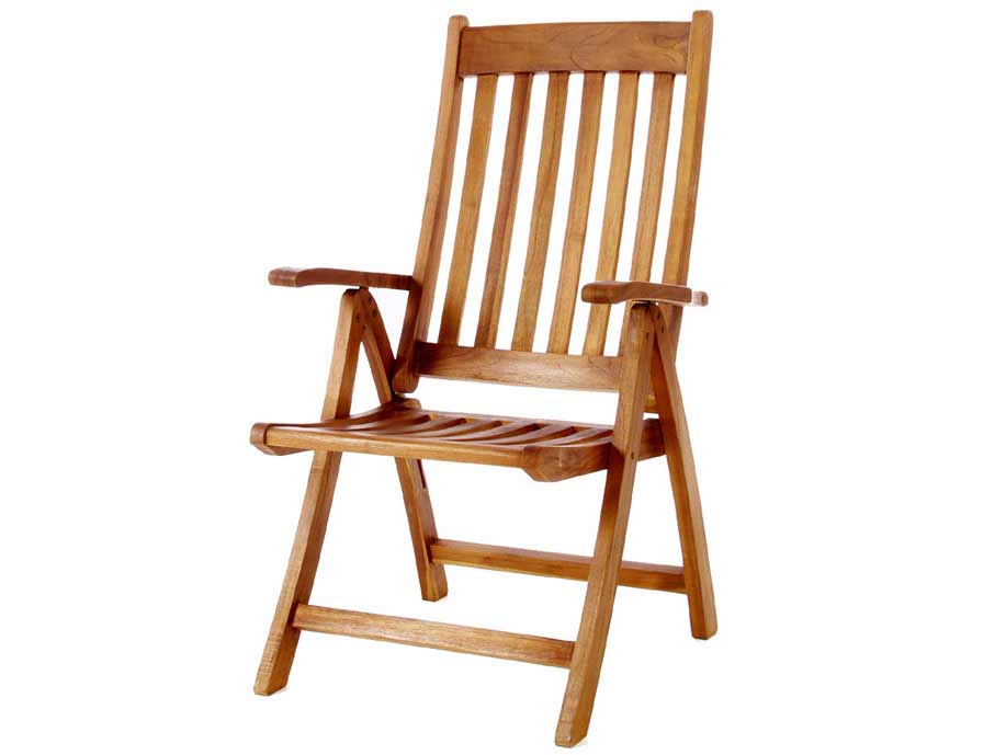 5 - Position Teak Folding Arm Chair