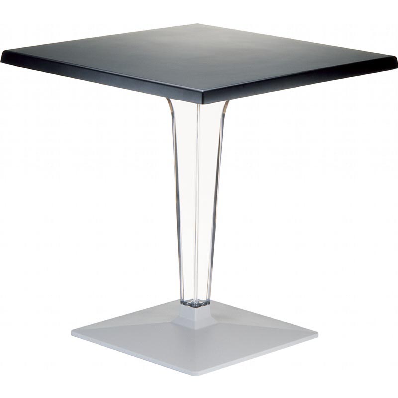 Ice Werzalit 28 Inch Square Dining Table With Transparent Base