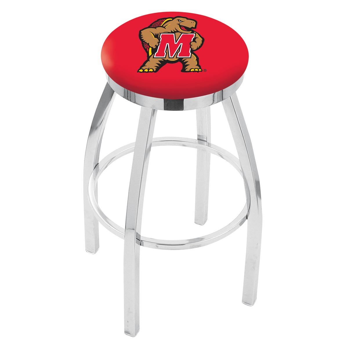 30 Inch Chrome Maryland Swivel Counter Stool W/ Accent Ring
