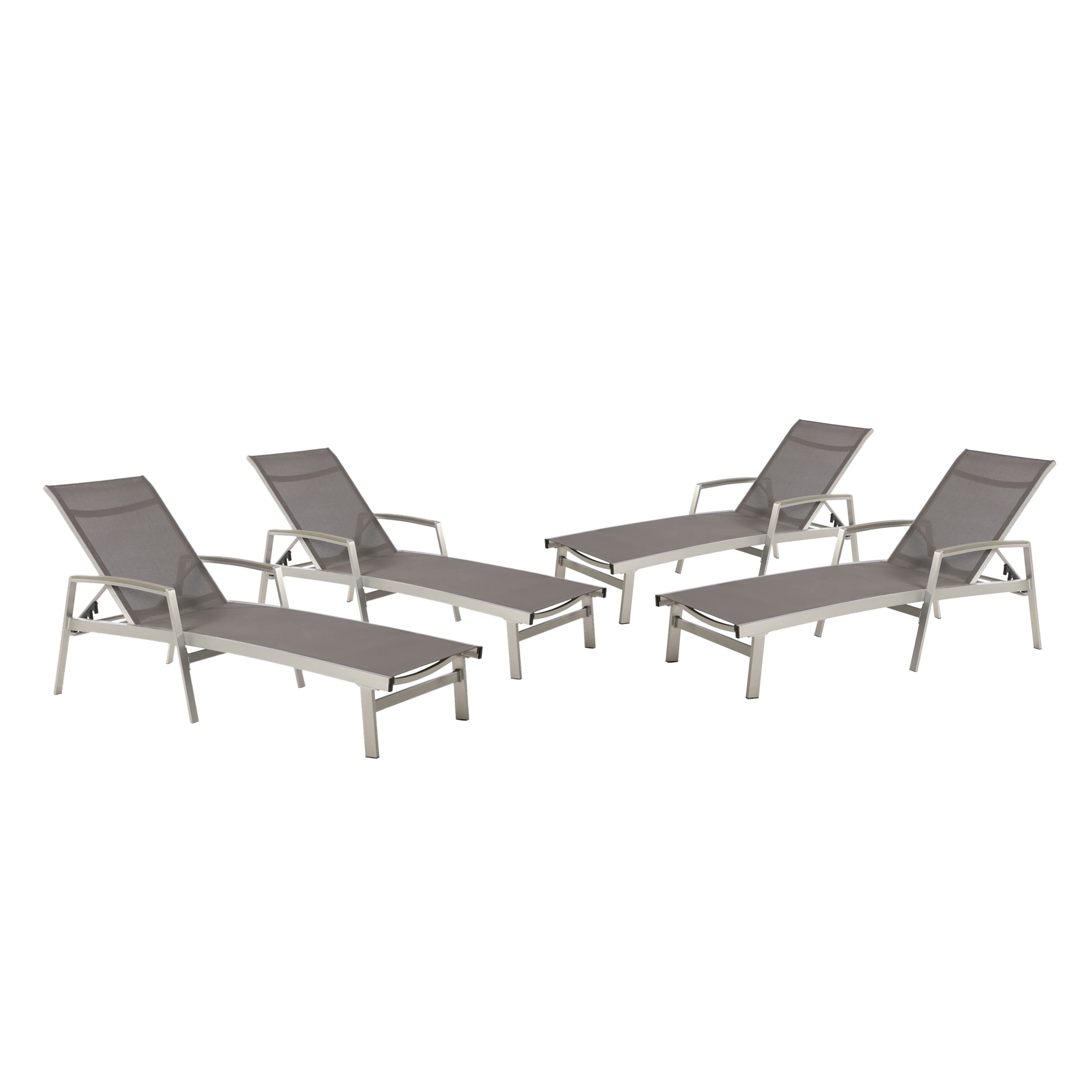 Oxton Outdoor Aluminum Chaise Lounge (set Of 4) By Christopher Knight Home