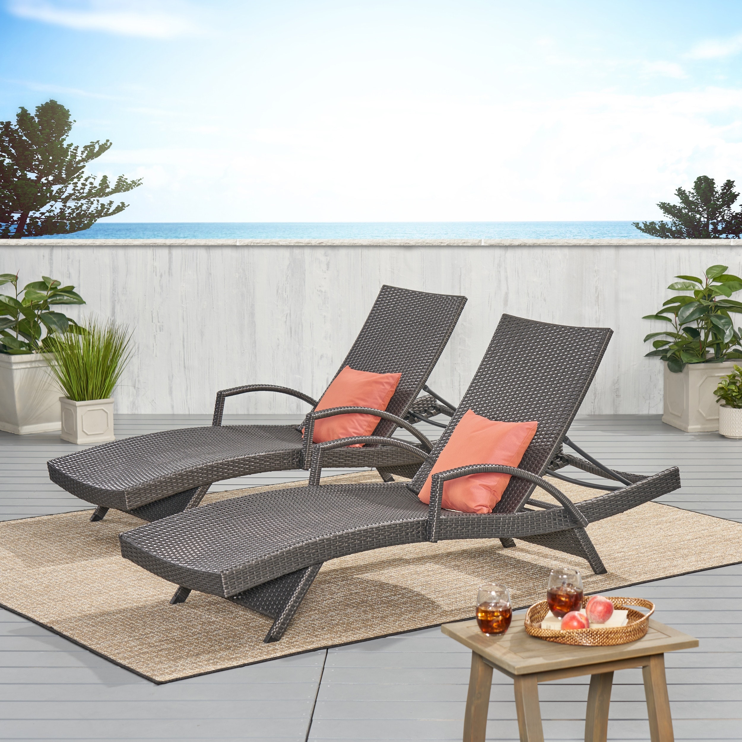Toscana Wicker Outdoor Chaise Lounge Chair (set Of 2) By Christopher Knight Home - 79.25l X 27.50w X 15.00h