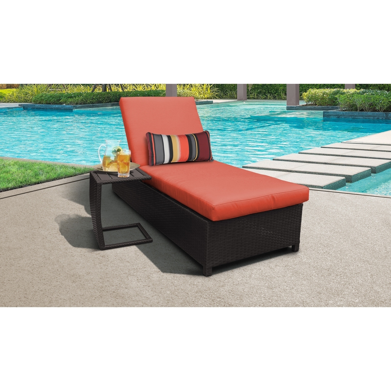 Belle Wheeled Chaise Outdoor Wicker Patio Furniture And Side Table