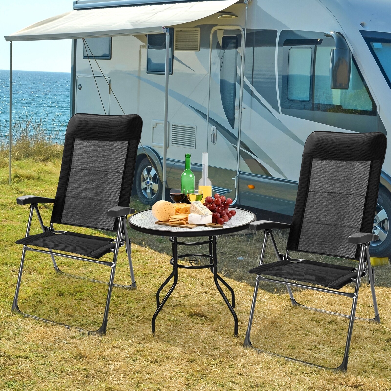 2pcs Portable Patio Folding Dining Chairs