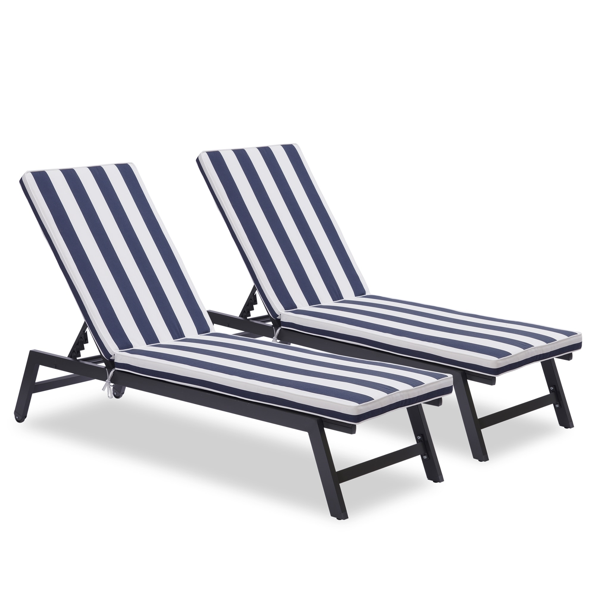 Outdoor Aluminum Adjustable Chaise Lounge Chair With Cushions