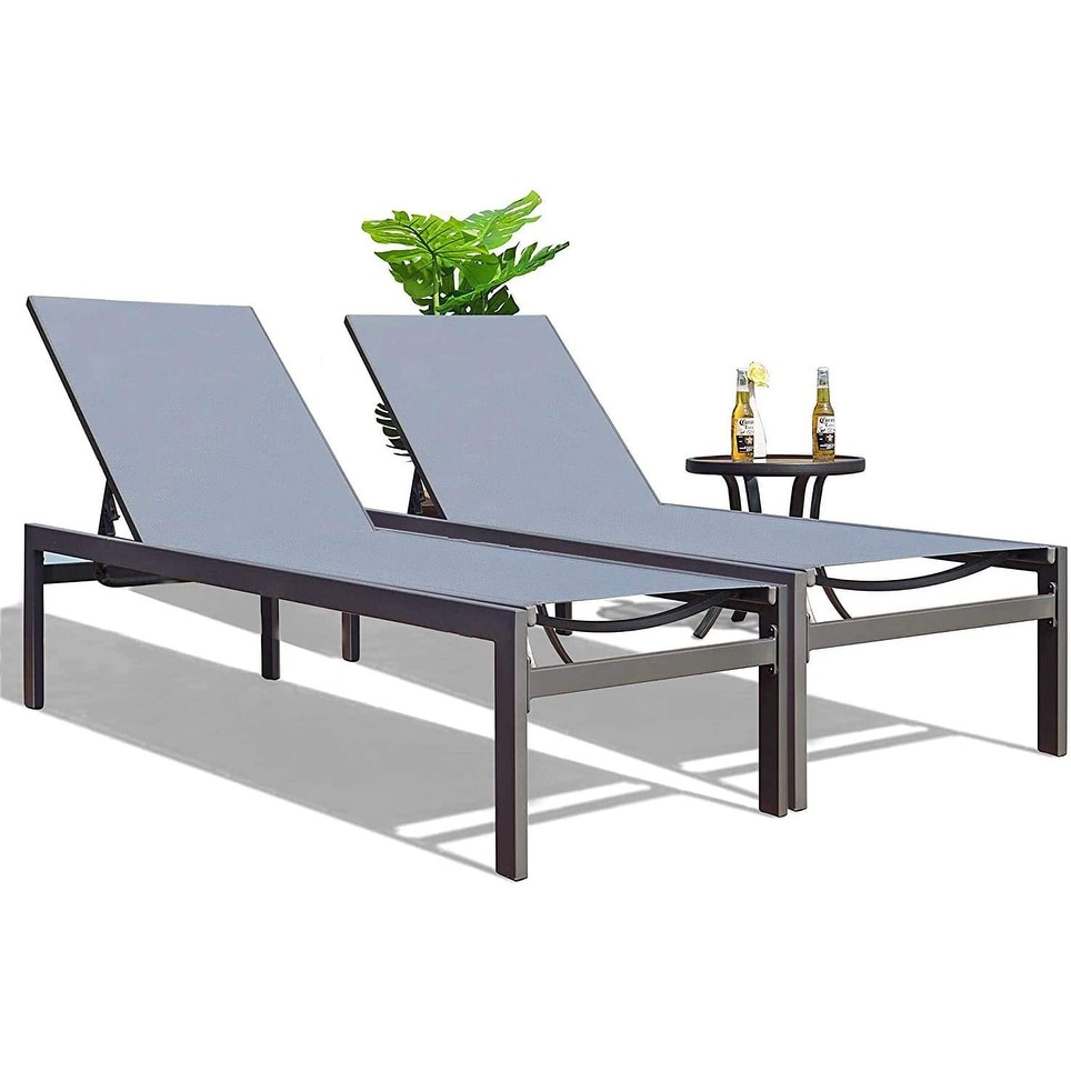 Kozyard Modern Full Flat Aluminum Patio Reclining Adjustable Chaise Lounge With Sunbathing Textilence For All Weather