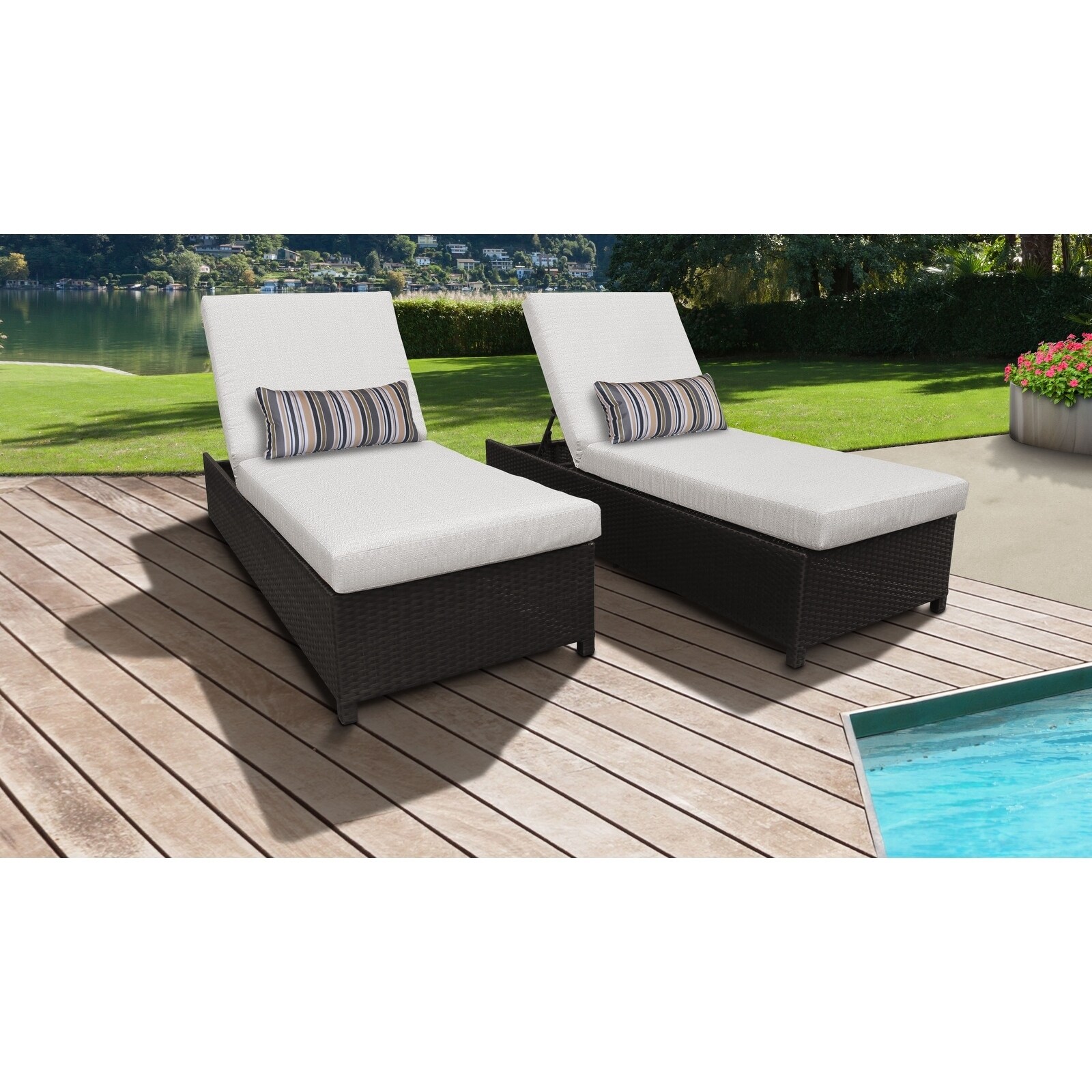Belle Wheeled Chaise Set Of 2 Outdoor Wicker Patio Furniture