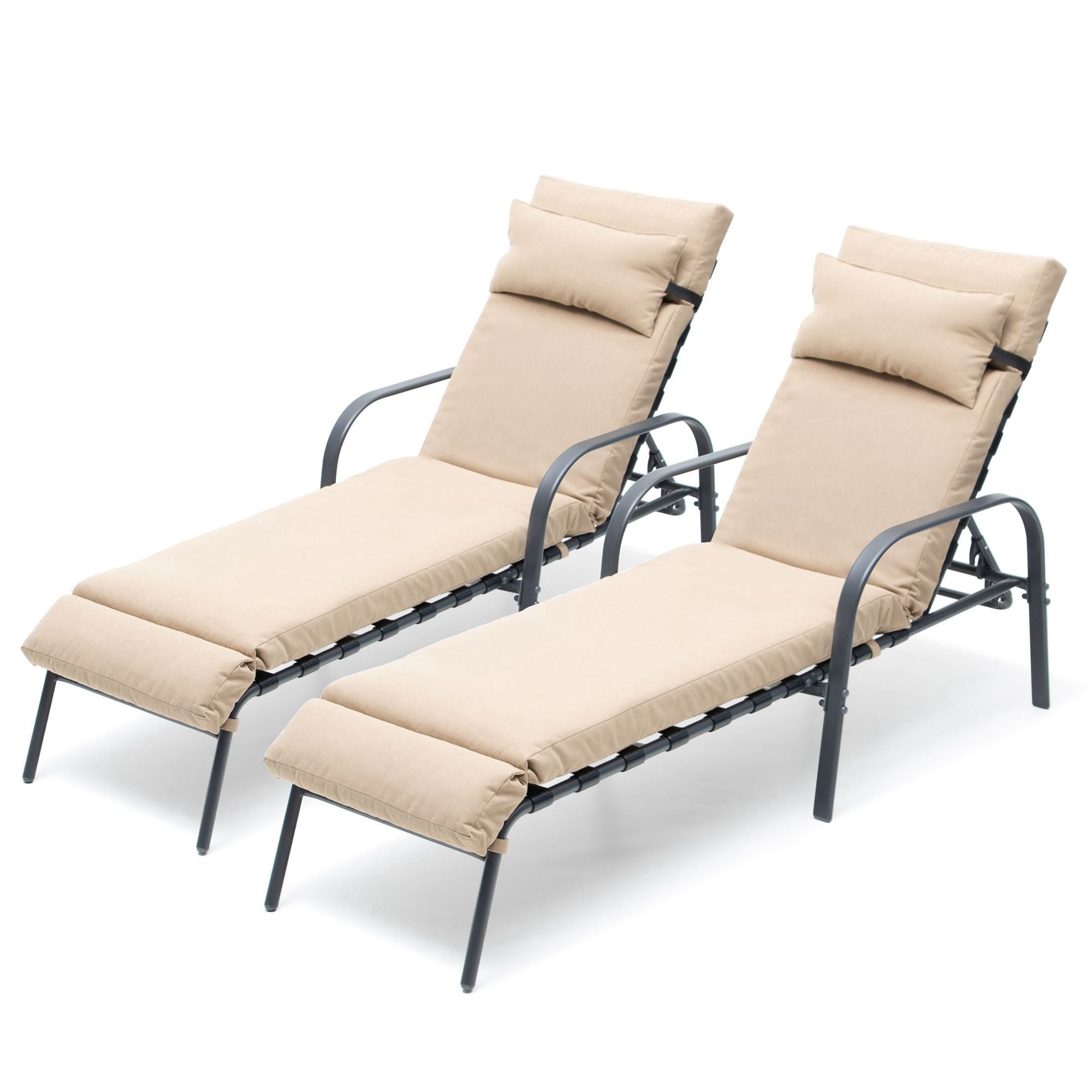 Vredhom Outdoor Adjustable Chaise Lounge With Cushion And Pillow (set Of 2) - Set Of 2
