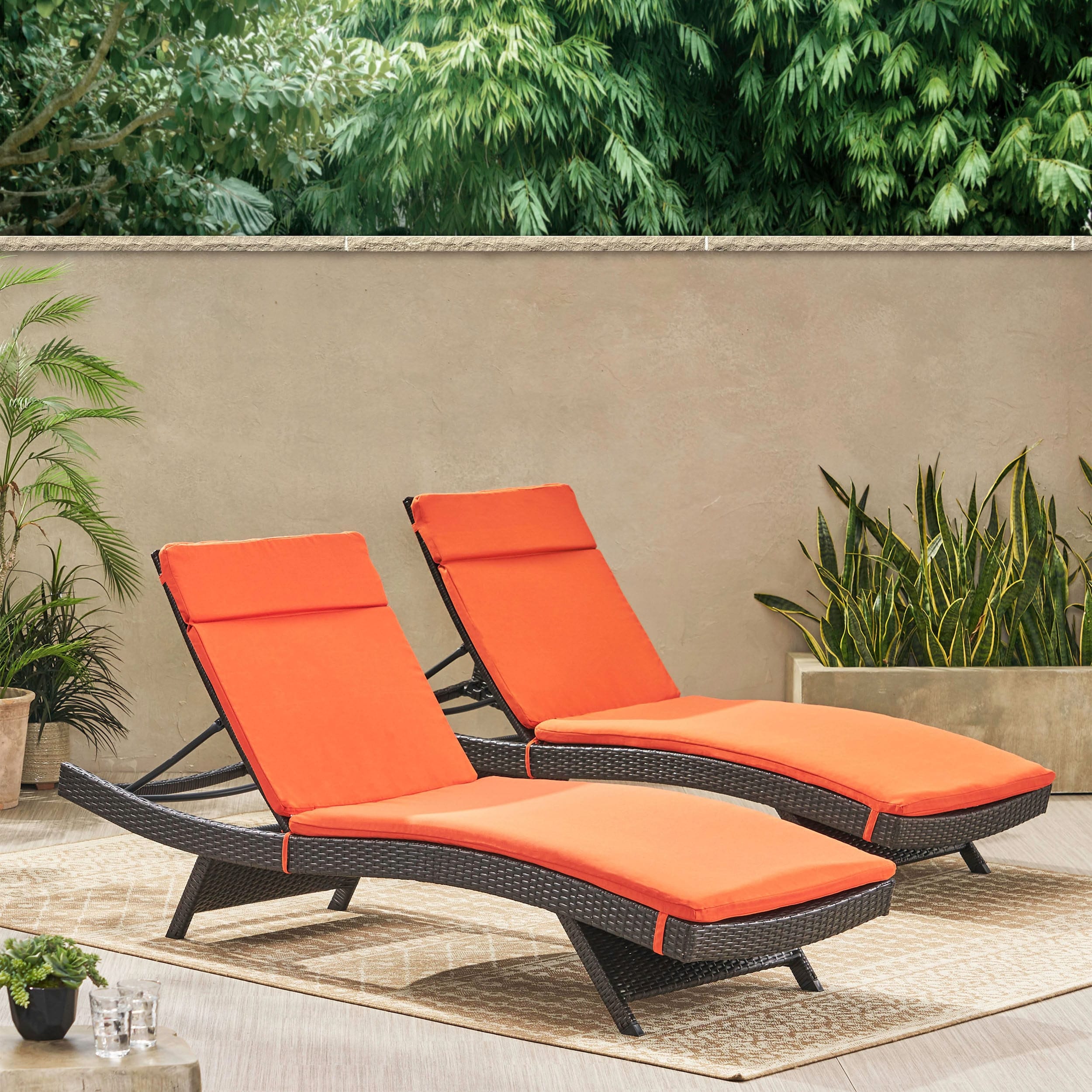 Salem Outdoor Wicker Lounge With Water Resistant Cushion (set Of 2) By Christopher Knight Home