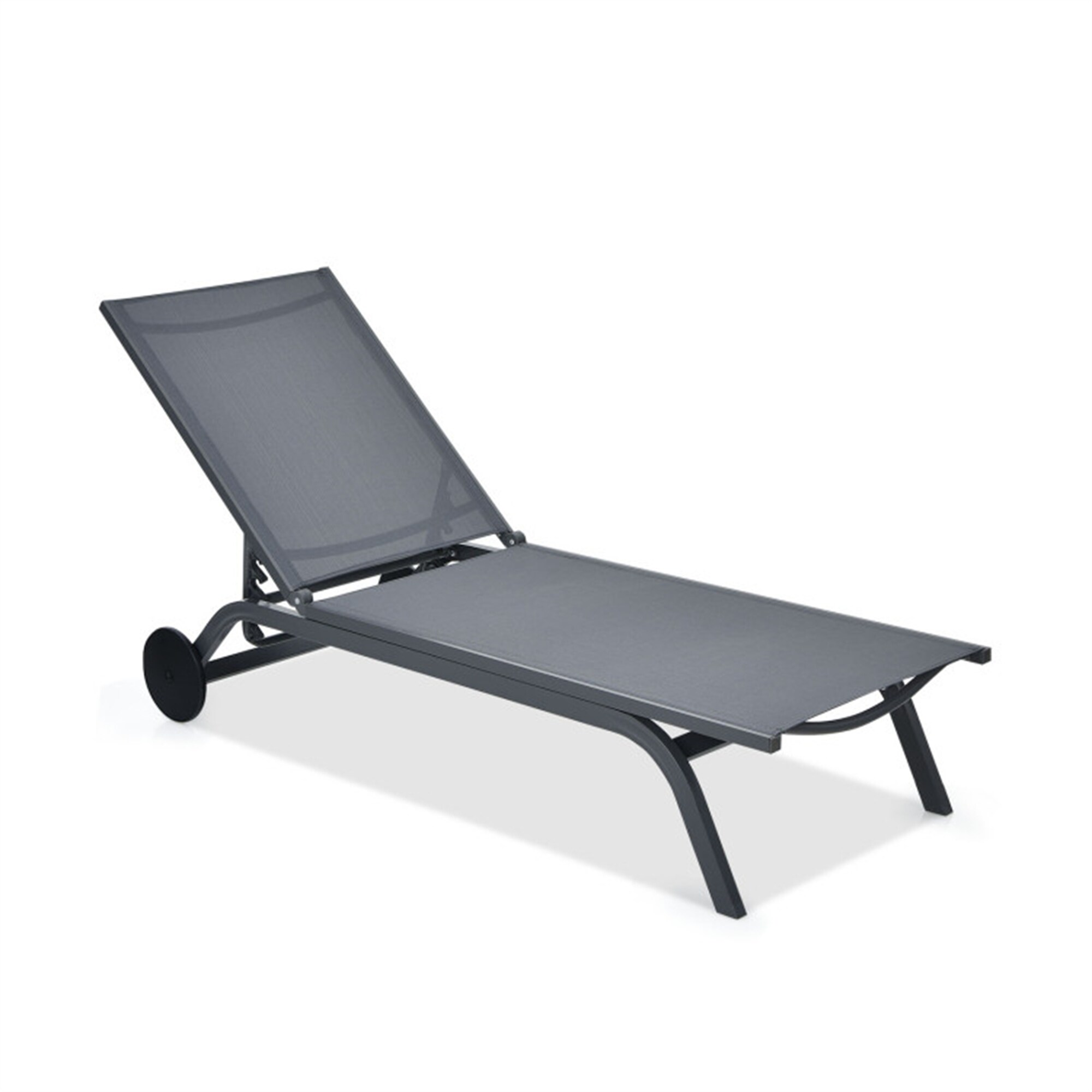 Outdoor Adjustable Reclining Aluminum Fabric Patio Lounge Chair