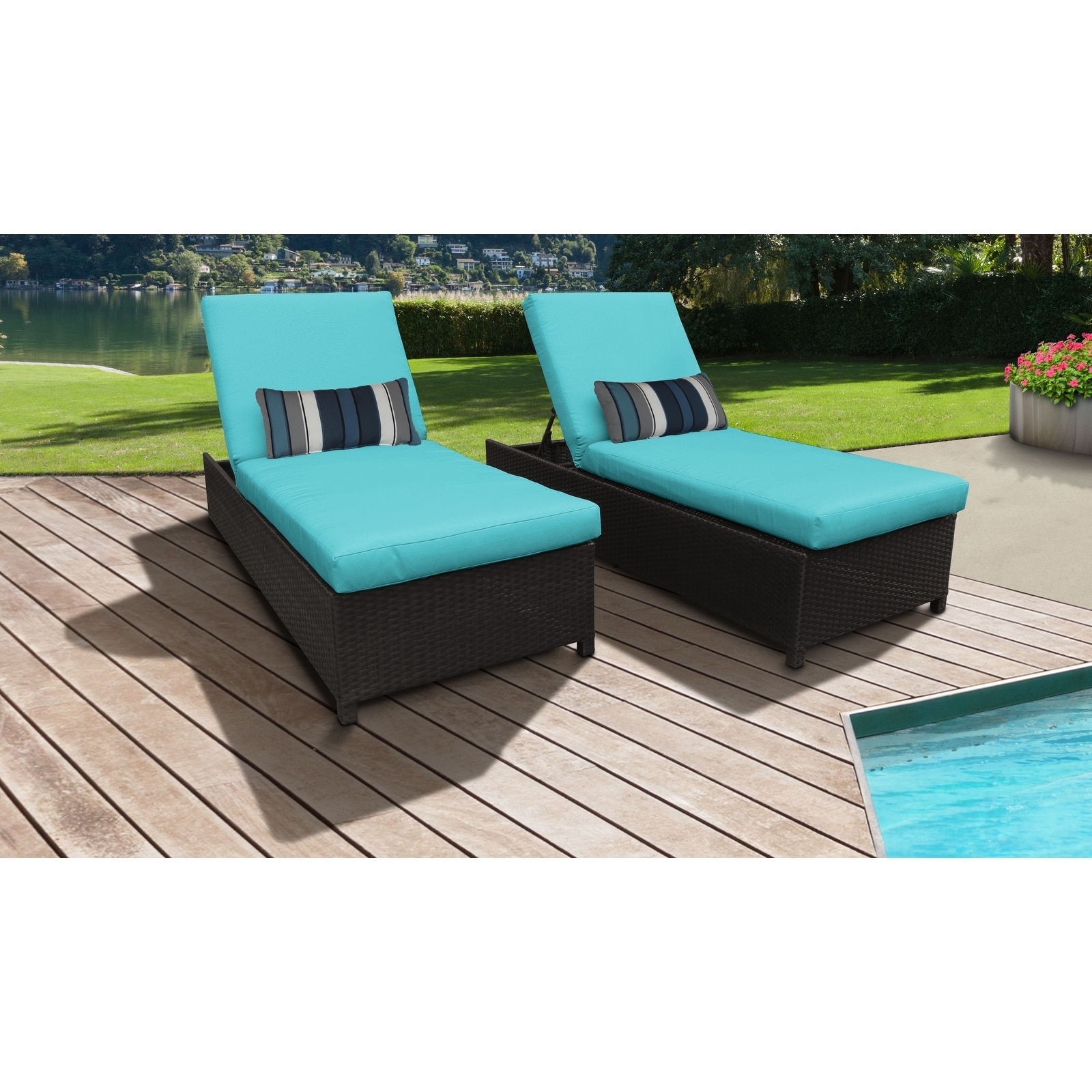 Belle Wheeled Chaise Set Of 2 Outdoor Wicker Patio Furniture