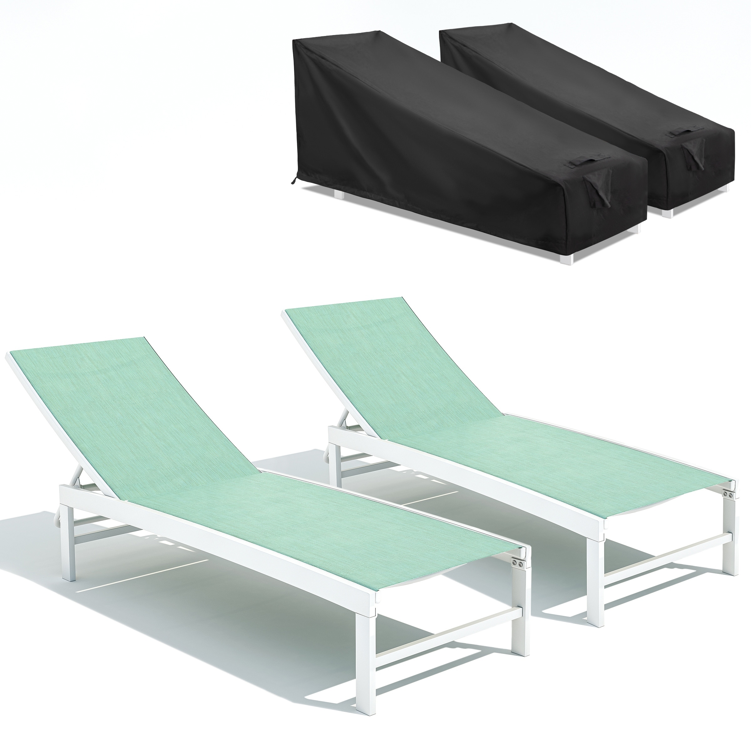 Crestlive Outdoor Loungers Patio Chaise Lounge Chairs Set Of 2 With Waterproof Covers - 71.65 L X 21.85 W X 13.78 H