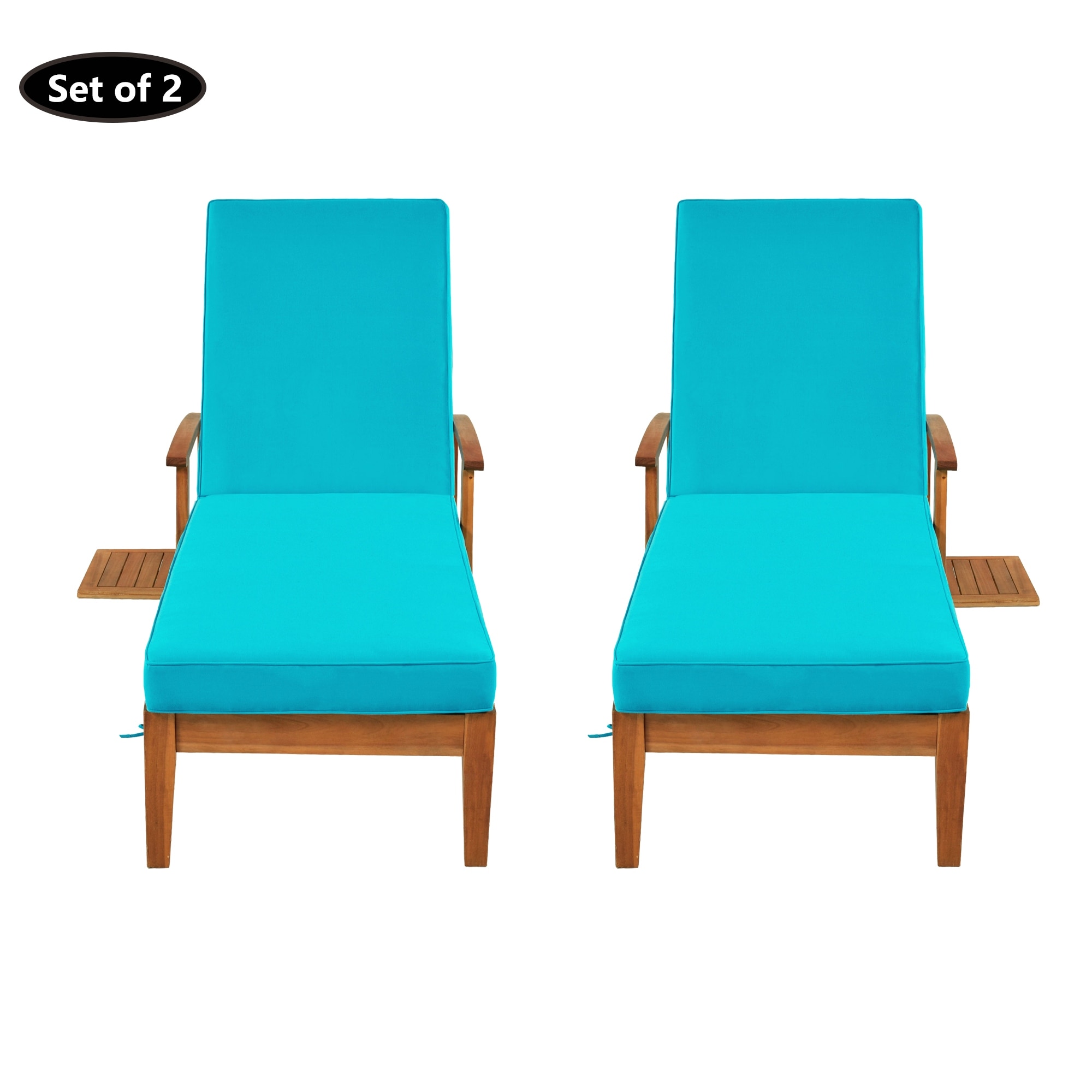 Outdoor Solid Wood 78.8 Chaise Lounge Chair  Set Of 2