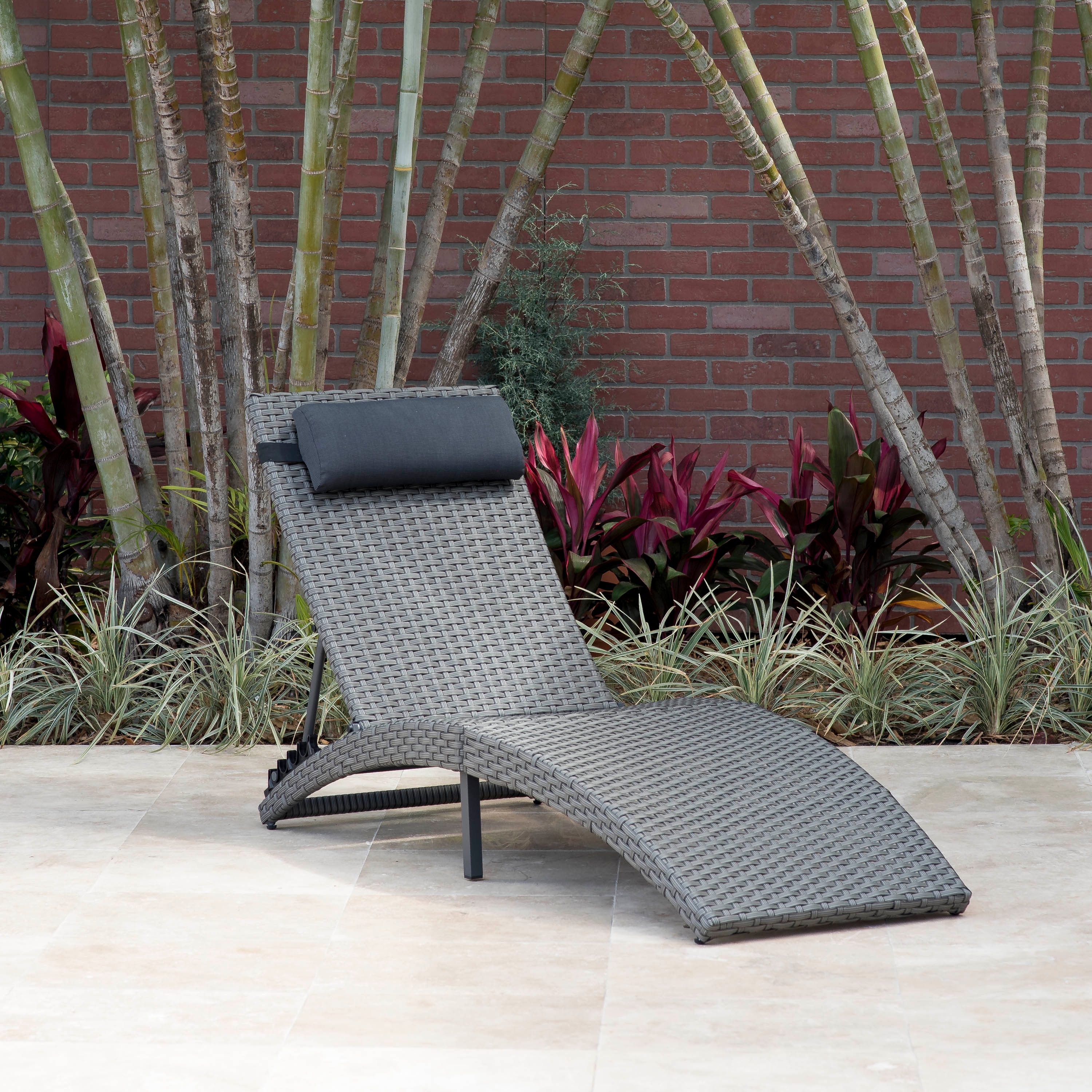 Brown Folding Patio Chaise Lounger Chair