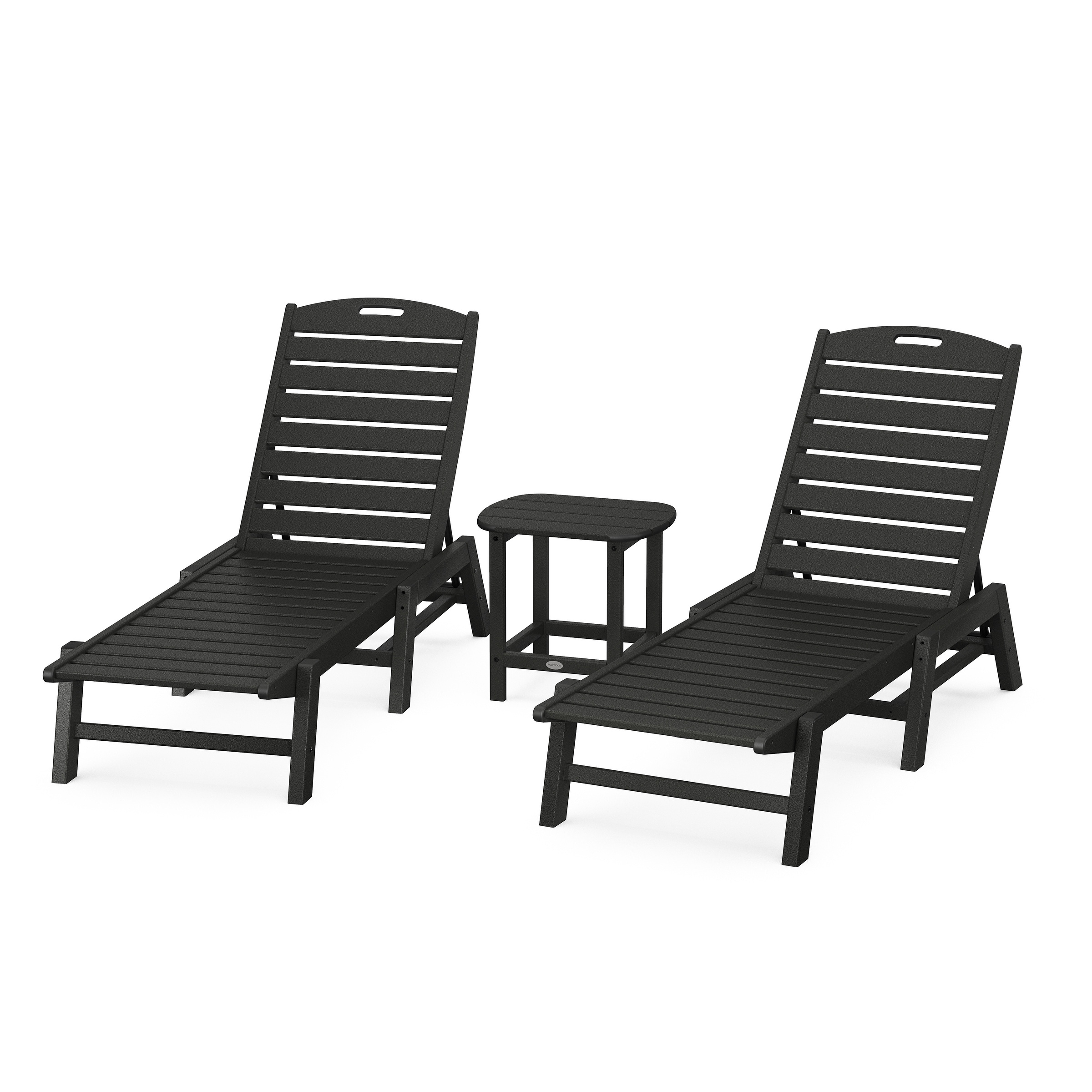 Polywood Nautical 3-piece Chaise Lounge Set With South Beach 18 Side Table - N/a