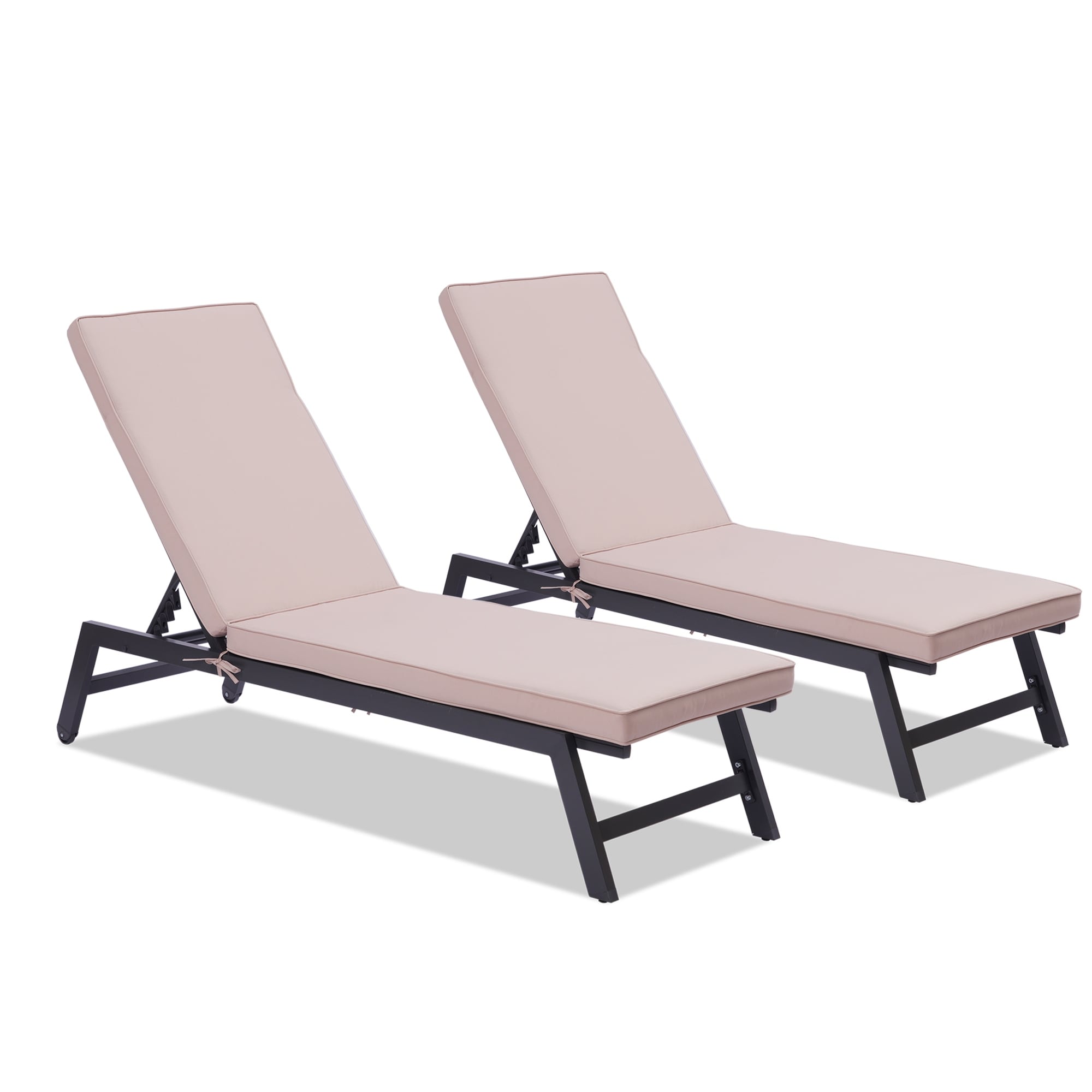 Outdoor Chaise Lounge Chair Set With Cushions Five-position Adjustable Aluminum Recliner  All Weather For Patio Beach Yard