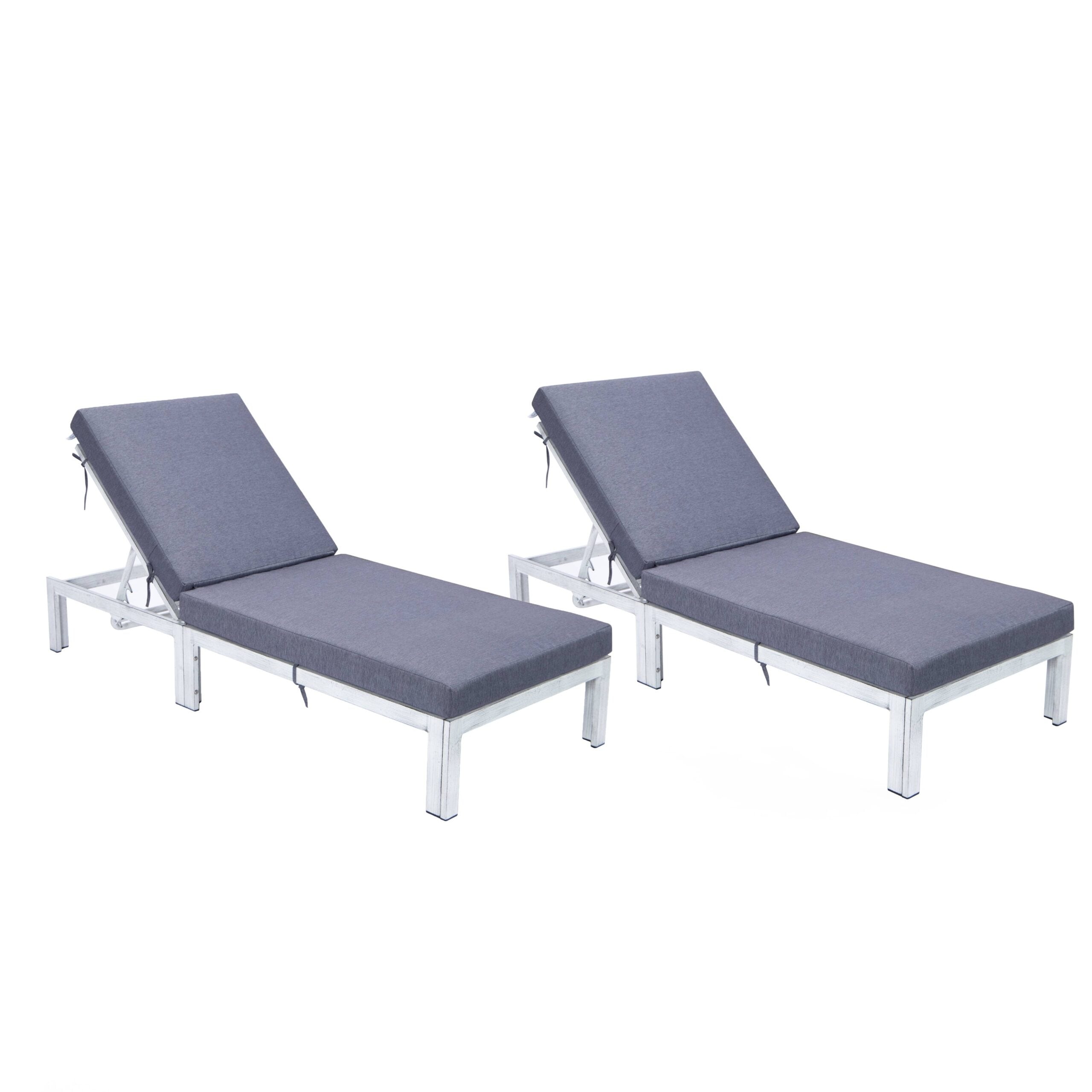 Leisuremod Chelsea Grey Chaise Lounge Chair With Cushions Set Of 2