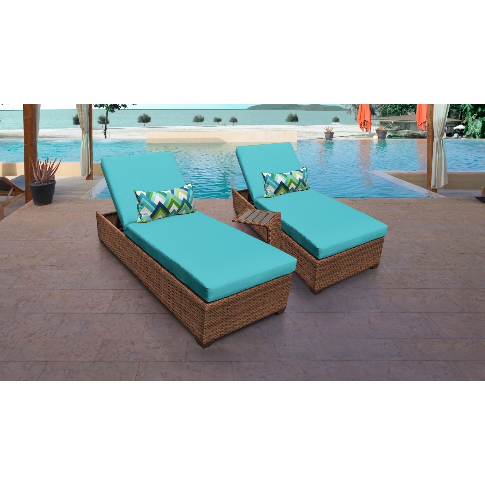 Laguna Chaise Set 2 Outdoor Furniture W/ Side Table