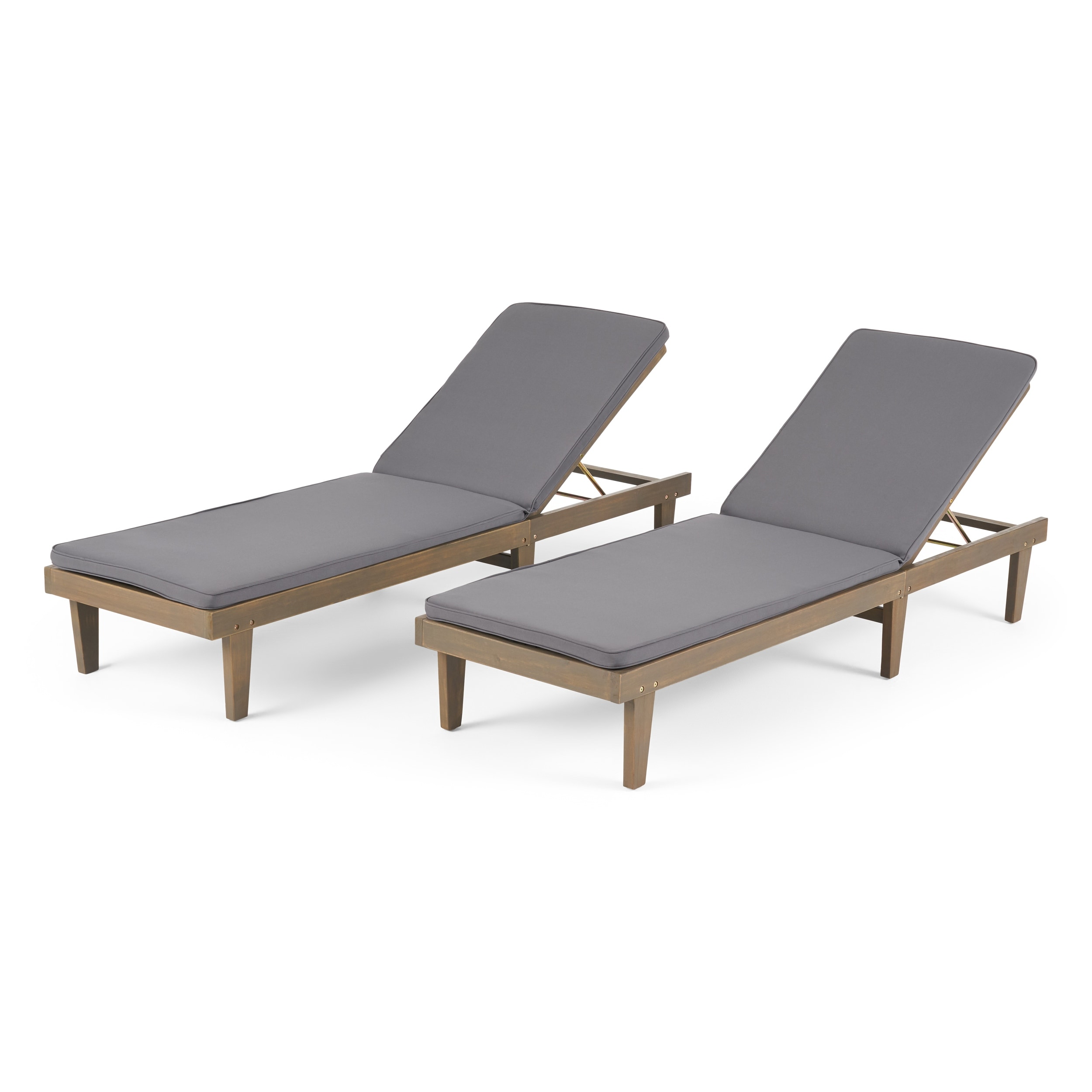 Nadine Outdoor Modern Cushioned Acacia Chaise Lounges (set Of 2) By Christopher Knight Home