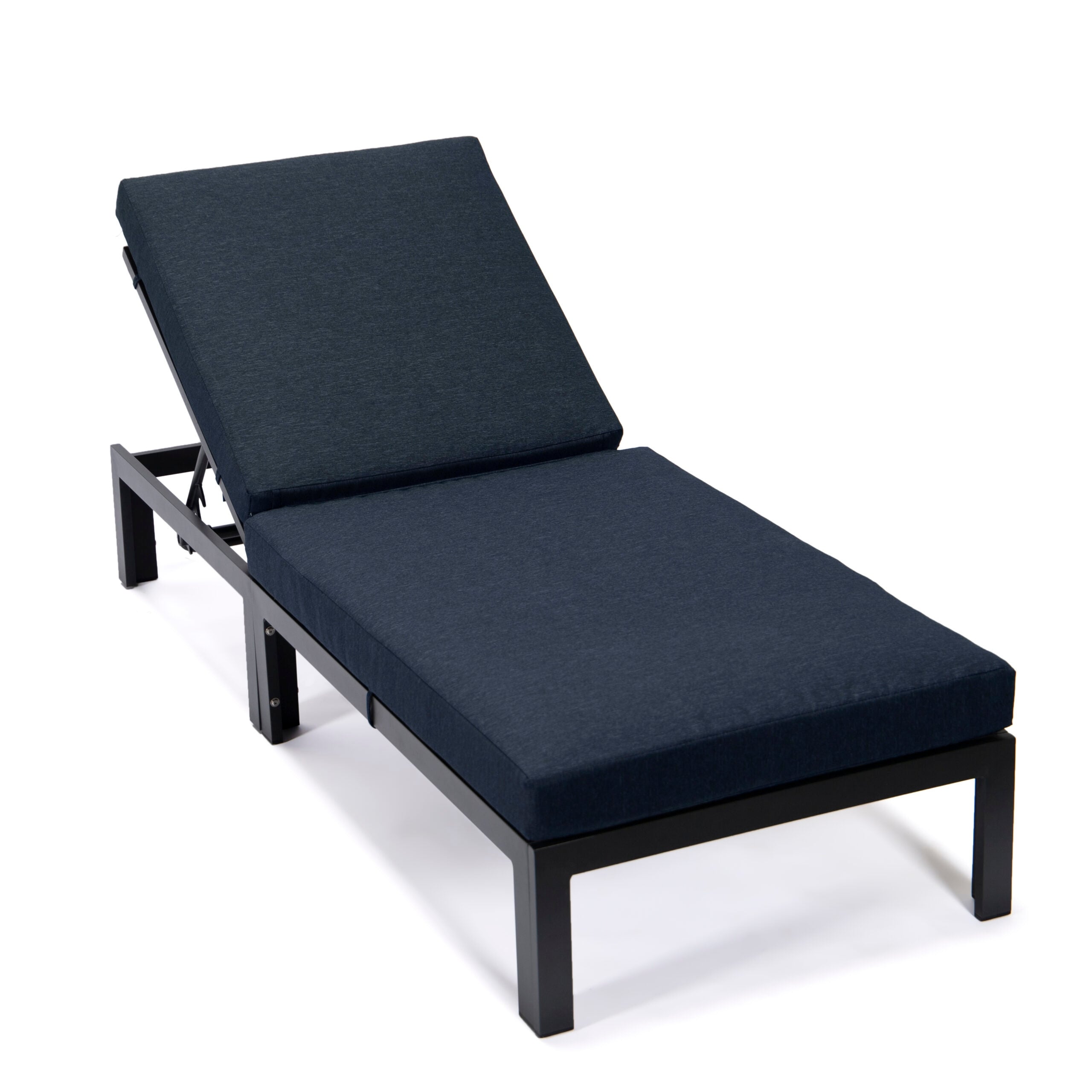 Leisuremod Chelsea Aluminum Patio Chaise Lounge Chair With Cushions