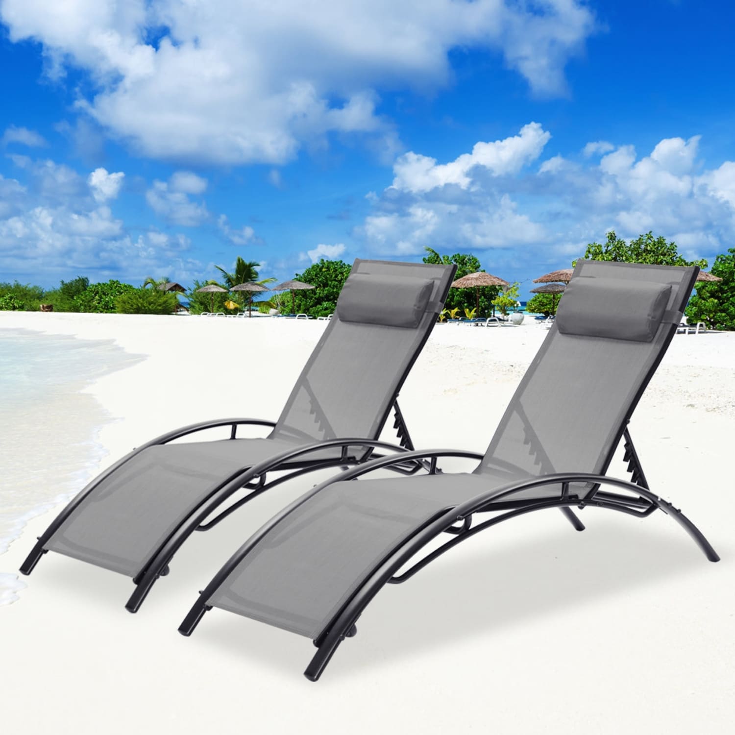 2pcs Set Chaise Lounges Outdoor Lounge Chair