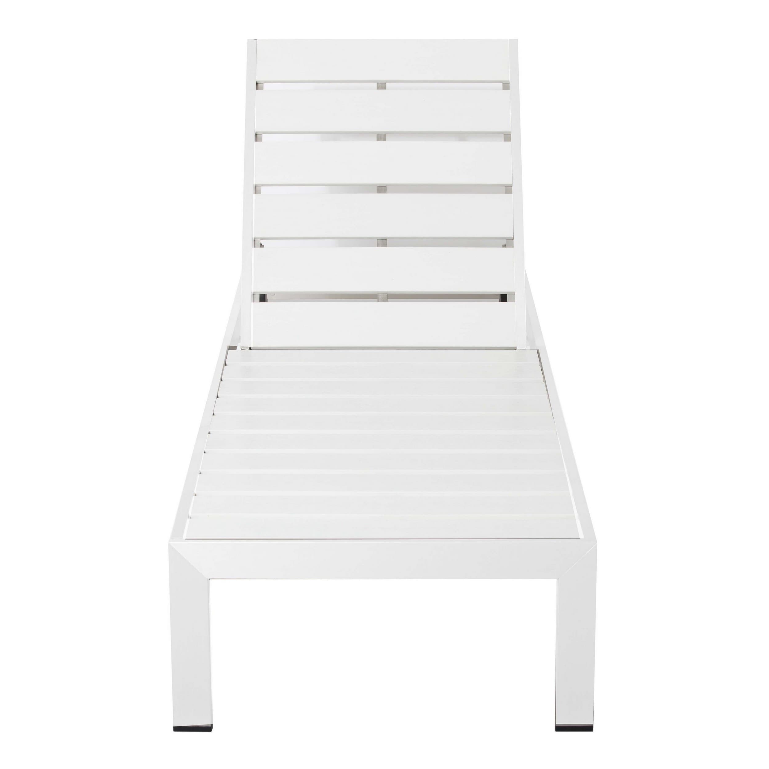 Josh 76 Inch Outdoor Chaise Lounger  White Aluminum Frame  Adjustable