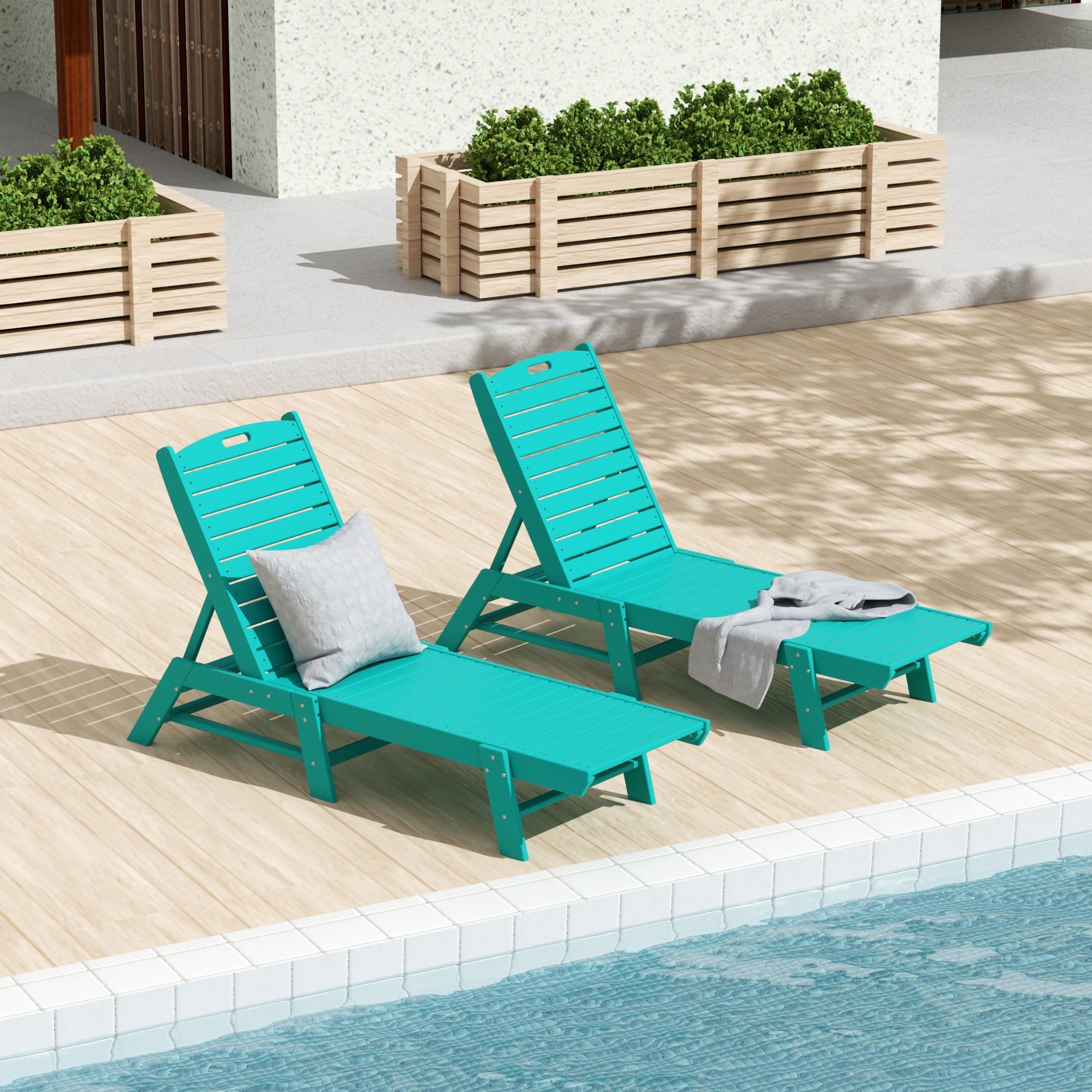Polytrends Laguna All Weather Poly Pool Outdoor Chaise Lounge - Armless (set Of 2)