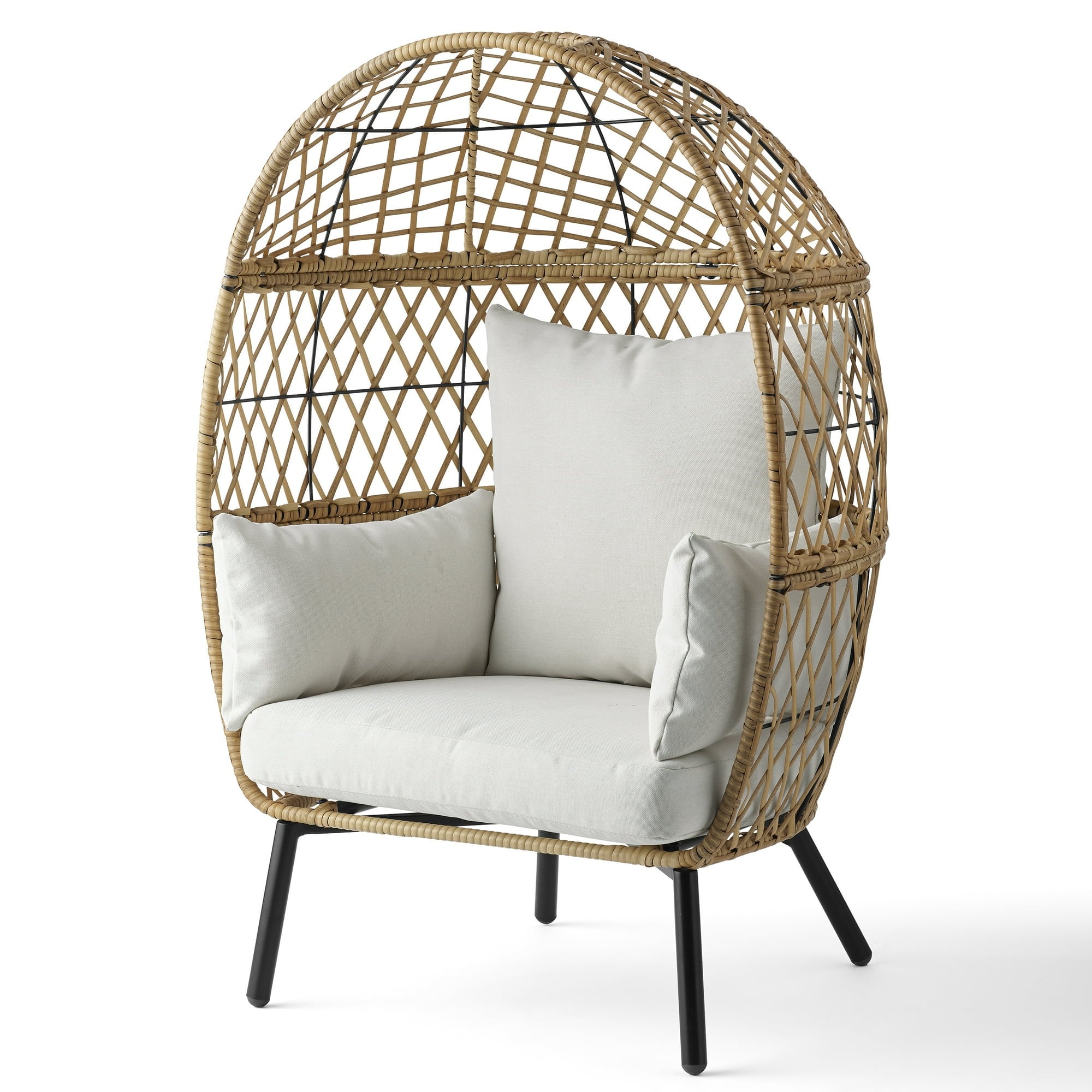 Kids Outdoor Wicker Stationary Egg Chair